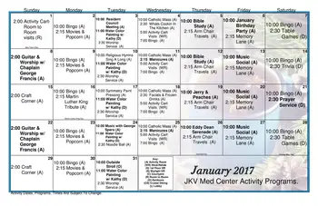 Activity Calendar of Concordia Village of Tampa, Assisted Living, Nursing Home, Independent Living, CCRC, Tampa, FL 12