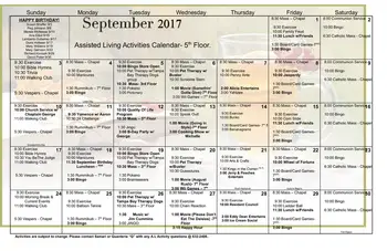 Activity Calendar of Concordia Village of Tampa, Assisted Living, Nursing Home, Independent Living, CCRC, Tampa, FL 14