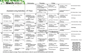 Activity Calendar of Concordia Village of Tampa, Assisted Living, Nursing Home, Independent Living, CCRC, Tampa, FL 15