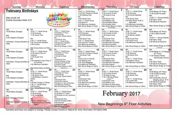 Activity Calendar of Concordia Village of Tampa, Assisted Living, Nursing Home, Independent Living, CCRC, Tampa, FL 16