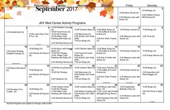 Activity Calendar of Concordia Village of Tampa, Assisted Living, Nursing Home, Independent Living, CCRC, Tampa, FL 17