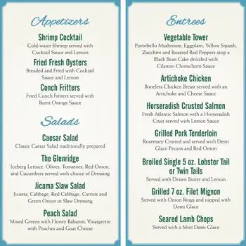 Dining menu of Glenridge on Palmer Ranch, Assisted Living, Nursing Home, Independent Living, CCRC, Sarasota, FL 2