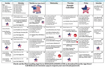 Activity Calendar of Fleet Landing, Assisted Living, Nursing Home, Independent Living, CCRC, Atlantic Beach, FL 2