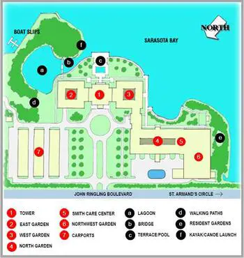 Campus Map of Plymouth Harbor, Assisted Living, Nursing Home, Independent Living, CCRC, Sarasota, FL 2