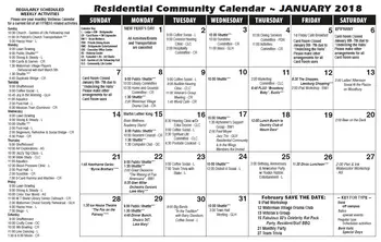Activity Calendar of Waterman Village, Assisted Living, Nursing Home, Independent Living, CCRC, Mount Dora, FL 1