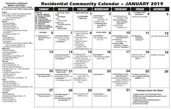 Activity Calendar of Waterman Village, Assisted Living, Nursing Home, Independent Living, CCRC, Mount Dora, FL 2