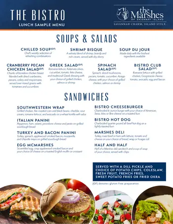 Dining menu of The Marshes of Skidaway Island, Assisted Living, Nursing Home, Independent Living, CCRC, Savannah, GA 4