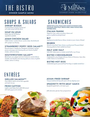 Dining menu of The Marshes of Skidaway Island, Assisted Living, Nursing Home, Independent Living, CCRC, Savannah, GA 5