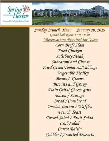 Dining menu of Spring Harbor, Assisted Living, Nursing Home, Independent Living, CCRC, Columbus, GA 2