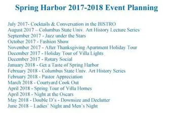 Activity Calendar of Spring Harbor, Assisted Living, Nursing Home, Independent Living, CCRC, Columbus, GA 3