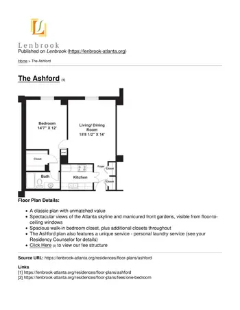 Floorplan of Lenbrook, Assisted Living, Nursing Home, Independent Living, CCRC, Atlanta, GA 4