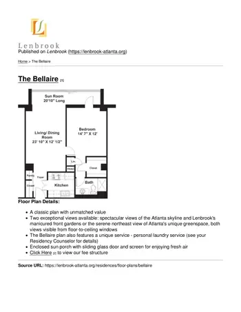 Floorplan of Lenbrook, Assisted Living, Nursing Home, Independent Living, CCRC, Atlanta, GA 5
