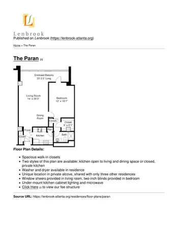 Floorplan of Lenbrook, Assisted Living, Nursing Home, Independent Living, CCRC, Atlanta, GA 16