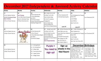 Activity Calendar of Prairie Vista Village, Assisted Living, Nursing Home, Independent Living, CCRC, Altoona, IA 4