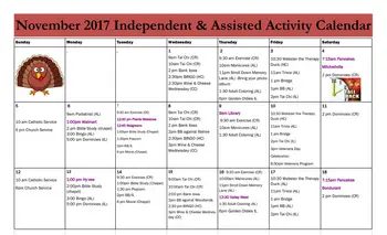 Activity Calendar of Prairie Vista Village, Assisted Living, Nursing Home, Independent Living, CCRC, Altoona, IA 13
