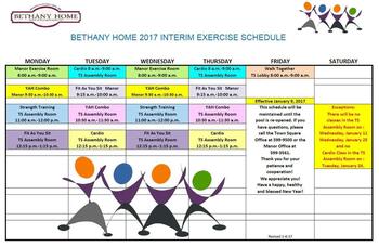 Activity Calendar of Bethany Home, Assisted Living, Nursing Home, Independent Living, CCRC, Dubuque, IA 1