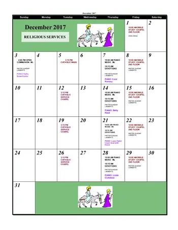 Activity Calendar of Calvin Community, Assisted Living, Nursing Home, Independent Living, CCRC, Des Moines, IA 4