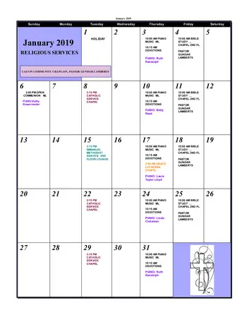 Activity Calendar of Calvin Community, Assisted Living, Nursing Home, Independent Living, CCRC, Des Moines, IA 6