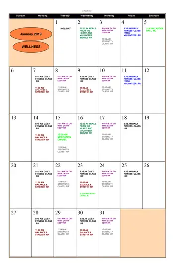 Activity Calendar of Calvin Community, Assisted Living, Nursing Home, Independent Living, CCRC, Des Moines, IA 19