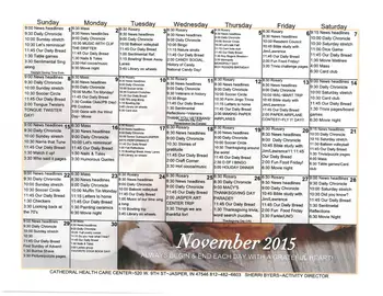 Activity Calendar of Countryside Health Care Center, Assisted Living, Nursing Home, Independent Living, CCRC, Sioux City, IA 1