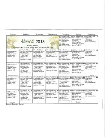 Activity Calendar of Luther Manor, Assisted Living, Nursing Home, Independent Living, CCRC, Dubuque, IA 6