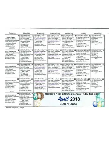 Activity Calendar of Luther Manor, Assisted Living, Nursing Home, Independent Living, CCRC, Dubuque, IA 9