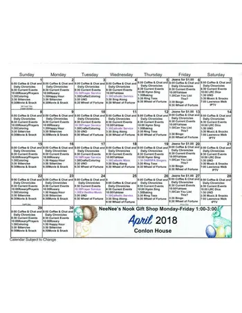 Activity Calendar of Luther Manor, Assisted Living, Nursing Home, Independent Living, CCRC, Dubuque, IA 10