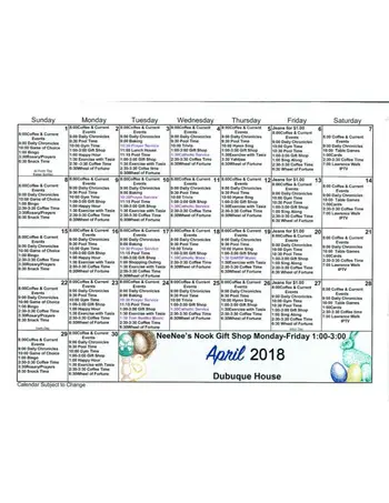 Activity Calendar of Luther Manor, Assisted Living, Nursing Home, Independent Living, CCRC, Dubuque, IA 11
