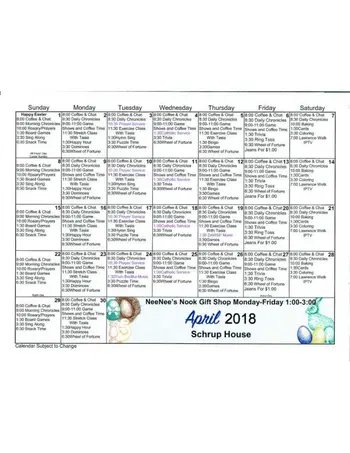 Activity Calendar of Luther Manor, Assisted Living, Nursing Home, Independent Living, CCRC, Dubuque, IA 12