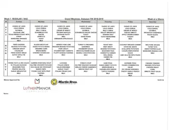 Dining menu of Luther Manor, Assisted Living, Nursing Home, Independent Living, CCRC, Dubuque, IA 1