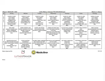 Dining menu of Luther Manor, Assisted Living, Nursing Home, Independent Living, CCRC, Dubuque, IA 2