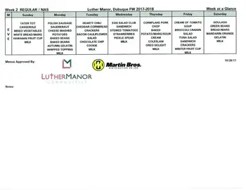 Dining menu of Luther Manor, Assisted Living, Nursing Home, Independent Living, CCRC, Dubuque, IA 4