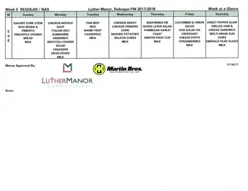 Dining menu of Luther Manor, Assisted Living, Nursing Home, Independent Living, CCRC, Dubuque, IA 7