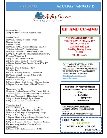 Activity Calendar of Mayflower Community, Assisted Living, Nursing Home, Independent Living, CCRC, Grinnell, IA 3