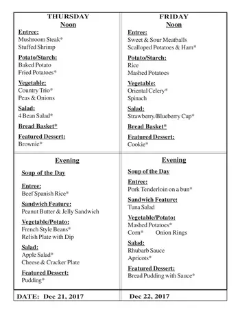 Dining menu of Mayflower Community, Assisted Living, Nursing Home, Independent Living, CCRC, Grinnell, IA 11