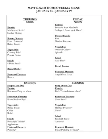 Dining menu of Mayflower Community, Assisted Living, Nursing Home, Independent Living, CCRC, Grinnell, IA 19