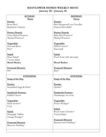 Dining menu of Mayflower Community, Assisted Living, Nursing Home, Independent Living, CCRC, Grinnell, IA 13