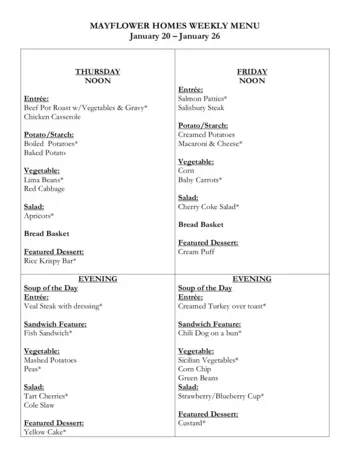 Dining menu of Mayflower Community, Assisted Living, Nursing Home, Independent Living, CCRC, Grinnell, IA 15