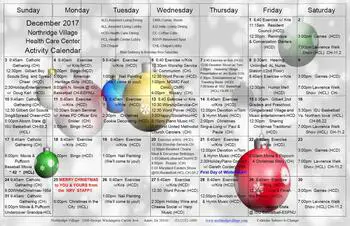 Activity Calendar of Northridge Village, Assisted Living, Nursing Home, Independent Living, CCRC, Ames, IA 1