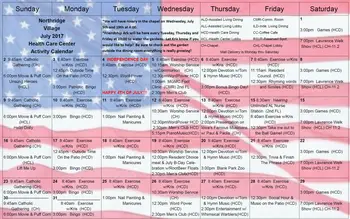 Activity Calendar of Northridge Village, Assisted Living, Nursing Home, Independent Living, CCRC, Ames, IA 4