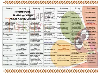 Activity Calendar of Northridge Village, Assisted Living, Nursing Home, Independent Living, CCRC, Ames, IA 3