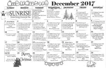 Activity Calendar of Sunrise Retirement, Assisted Living, Nursing Home, Independent Living, CCRC, Sioux City, IA 2