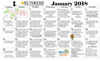 Activity Calendar of Sunrise Retirement, Assisted Living, Nursing Home, Independent Living, CCRC, Sioux City, IA 11