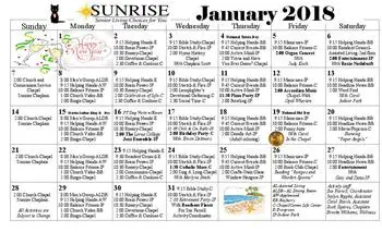 Activity Calendar of Sunrise Retirement, Assisted Living, Nursing Home, Independent Living, CCRC, Sioux City, IA 12