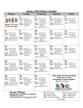 Activity Calendar of Sunrise Retirement, Assisted Living, Nursing Home, Independent Living, CCRC, Sioux City, IA 13