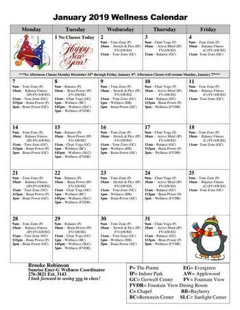 Activity Calendar of Sunrise Retirement, Assisted Living, Nursing Home, Independent Living, CCRC, Sioux City, IA 15