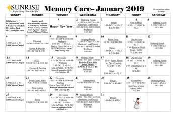 Activity Calendar of Sunrise Retirement, Assisted Living, Nursing Home, Independent Living, CCRC, Sioux City, IA 17