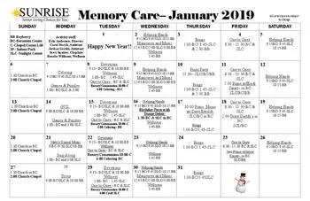 Activity Calendar of Sunrise Retirement, Assisted Living, Nursing Home, Independent Living, CCRC, Sioux City, IA 18