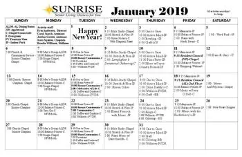 Activity Calendar of Sunrise Retirement, Assisted Living, Nursing Home, Independent Living, CCRC, Sioux City, IA 20