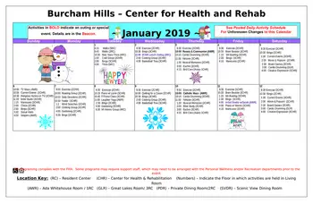 Activity Calendar of Burcham Hills, Assisted Living, Nursing Home, Independent Living, CCRC, East Lansing, MI 1